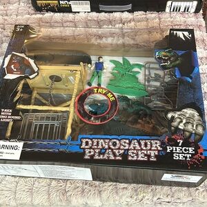 Colorful Toy 7-piece Dinosaur Playset| Roaring Sound/Light T-Rex.